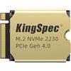 KingSpec 512GB NVMe Gen4x4 M.2 2230 SSD con dissipatore in rame, velocità di lettura fino a 5000MB/s, 3D NAND Flash-Unità disco allo stato solido PCIe interna per Steam Deck/ASUS ROG Ally/Surface Pro