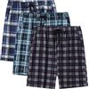 AjezMax Pacco da 3 Pantaloncini da Pigiama da Uomo Cotone Corti Pantaloni Notte Estivo Salotto Quadri con Tasche