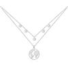 GD GOOD.designs Catena Globe Argento con piastrine a più file per donna - impermeabile I Collana a strati con mappa del mondo e monete I Catena doppia da viaggio nel mondo