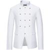 Generic Liquidazione delle vendite Giacca da uomo con colletto alla coreana, giacca doppiopetto, tinta unita, a maniche lunghe, vestibilità aderente, per abiti da sposa, nero del venerdì, bianco, XL