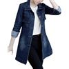 Suncadmious da Donna Elegante Lungo Oversize Abbottonato Trench Coat Risvolto Denim Parka con Bottoni Sottile Monopetto di Media Lunghezza Trench Giacca Autunnale (Blu,M)
