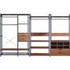 [en.casa] Set di 3 Mobili Organizzatori Guardaroba con Barre Appendiabiti Ripiani Scomparti e 4 Cassetti Mobili Porta Abiti per Camera da Letto Cabina Armadio - Nero/Effetto Noce