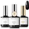 Modelones Base e Top Coat Semipermanente Set 3 x 15ml Top Base Matt Coat Semipermanente Gel Soak Off UV LED Smalti Gel per Unghie Kit Semipermanente Unghie Kit per Manicure