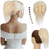 Elailite Posticci con Pinza Chignon Capelli Veri Spettinato Chignon Finto Per Capelli Clip in Hair Bun Extension 44g #60 Biondo Platino