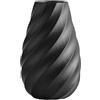 JUZAI Vaso in Ceramica Nero con Design a Spirale Testurizzato, Decorazione Moderna e Minimalista per Casa, Soggiorno o Ufficio - 20 cm