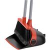MR.SIGA Set scopa e paletta con manico lungo, scopa verticale in piedi con paletta per la pulizia dei pavimenti, set per spazzare leggero per uso interno ed esterno, 131 cm, nero e rosso