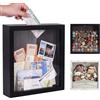 GraduationMall 20x20cm Ticket Shadow box Cornice per Esporre Ricordi e Souvenir,Tappo per Vino,Nero Scatola di Memoria,Cornici per Foto per Oggetti
