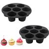 Exsbtay 2 Pezzi Stampo Muffin Friggitrice Ad Aria, Teglia Muffin con 7 Muffin, Teglia Muffin, Teglia per Muffin Da Forno, Riutilizzabili Muffin Stampo per Muffin, Brownies, Budini