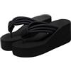 Happyyami Infradito da donna con zeppa, sandali con zeppa antiscivolo, scarpe da spiaggia da donna, infradito con zeppa, sandali estivi con tacco alto, sandali da donna, Nero , Asia Size 36