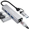 ZESKRIS Hub USB C 4 Porte con Ethernet 100Mbps - Adattatore USB 3.0 MacBook [Pro/Air], PC Portatili | 1×USB3.0 (5Gbps), 2×USB2.0 + RJ45 | Compatibile con PS5/PS4, Steam Deck, Dell XPS, Dispositiv