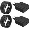 Mijun 2-Pack 45W USB C Caricabatterie Veloce per Samsung Galaxy S25 S24 S23 S22 S21 S20 Ultra 5g S24+ S23+ Note10+ A55 A54, Tab S9 S8 S10+, Super Fast Charging Alimentatore Caricatore con 2M Cavo Tipo C