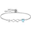 Kraven Bracciale Iniziali simbolo dell'infinito da Donne, Lettera A-Z Daino Pietra di Nascita Blu Ciondolo 26 Alfabeto Monogramma Braccialetto per Ragazze Adolescenti Figlia (R)