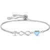 Kraven Bracciale Iniziali simbolo dell'infinito da Donne, Lettera A-Z Daino Pietra di Nascita Blu Ciondolo 26 Alfabeto Monogramma Braccialetto per Ragazze Adolescenti Figlia (T)