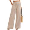UMIPUBO Pantaloni Lino Donna Estivi Leggeri Cotone Larghi Pantalone Elastica Vita Alta Elegante Gamba Larga Palazzo Pants Casual Comodi Pantaloni da Spiaggia con Tasche (Albicocca, S)