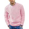Oanviso Maglione Invernale da Uomo con Girocollo Lavorato Maglia Manica Lunga Felpa Slim Fit a Maglia Pullover Dolcevita Maglione Casual a Costine Caldo Morbido Maglione Sweater in Maglia A Rosa M