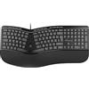 MediaRange Tastiera ergonomica, tastiera multimediale cablata con 124 tasti e rotella di scorrimento, layout tedesco QWERTZ, resistente agli schizzi e regolabile in altezza, colore nero