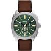Fossil Machine orologio per uomo, movimento cronografo, con bracciale in acciaio inossiperbile o cinturino in pelle, 44 mm, Marrone Chiaro e Verde