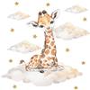 Pandawal - Adesivo da parete, motivo: animali Safari su nuvole con stelle (S, giraffa)