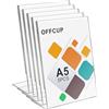 OFFCUP Supporti per Cartelli in Acrilico A5, 5 Pezzi Espositore da Tavolo, Espositore Plexiglass di L, Porta Menu per Ristoranti Hotel Negozio Ufficio