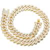 HALUKAKAH Diamante Catena d'oro per Uomo Iced Out,20MM Rombo Fulmine Tre Diamanti di Fila Placcato in Oro Reale 18k Collana 40cm,Completo Cz Taglio a Diamante Set di Punte,Regalo per Lui