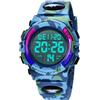 aswan watch Orologio Digitale Bambino con Sveglia, Cronometro, Data, Luce LED-Orologio da polso Ragazzo con Cinturino in Silicone
