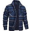 PODOLIXIA Giacca invernale da uomo a quadri, calda giacca da boscaiolo, foderata, con bottone automatico e tasche sul petto, in flanella, per le mezze stagioni, da uomo, Blu marino, 4XL