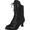 OBiQuzz Stivali stringati da donna Stivali vittoriani Vintage Lacci stivaletti con tacco stivali gotici a punta steampunk alla caviglia stivali con lacci stivali a gambo corto con cerniera scarpe
