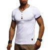 Leif Nelson T-Shirt Uomo Estate Collo V (Bianco, Taglia L) - Magliette Lunghe V-Neck Cotone, Basic Casual Uomo Manica Corta