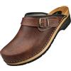 APREGGIO Zoccoli in Legno da Uomo - Scarpe in Legno in Pelle - Pratici Zoccoli da Giardino - Zoccoli ergonomici in Pelle da Uomo, Marrone, 45