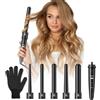 CITHOT Arricciacapelli 5 in 1 Ferro Arricciacapelli Professionale Ondulatore Modellatore Multifunzione con Schermo LCD Temperatura 80°C - 230°C Regolabile Ceramica con Ferri di Diverso Diametro Nero