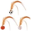 Generic Palla rimbalzante per gatti con , 3 palline interattive in gomma, giocattolo per gattini, dentizione con piume, gioco interno ed esterno, divertimento ad alta elasticità per gatti
