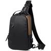 FANDARE Zaino monospalla da uomo Borsa a tracolla Impermeabile Borse a spalla da palestra Zaino a tracolla con USB per lavoro/Trekking/Ciclismo/Viaggio/Sports Sling Bag Marrone scuro