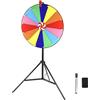 QWORK® Ruota della Fortuna 50CM, 14 Slot Multicolore e Clicker, Treppiedi Regolabile 90-150CM - Giochi per Eventi, Feste e Carnevali