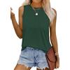 WNEEDU Canottiera da Donna Estate - Top Senza Maniche Camicetta a Pieghe a Collo Tondo T Shirt(Verde L)