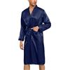 Irdcomps Vestaglia Uomo Raso Accappatoio Vestaglie da Uomo Satin Kimono Pigiama Manica Lunga Camicia da Notte con Cintura e Tasca Loungewear e Abbigliamento da Notte per Casa Hotel Spa Blu M