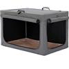 Petsfit trasportino morbido per cani, design strutturale regolabile, Gabbia per cani pieghevole, con tappetino spesso per interno e esterno,Grigio, 76x50x49CM