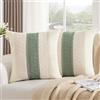 DakTou Federe Cuscini Bohémien Copricuscini per Divano 50x50 Cotone Verde Salvia Moderno Casale Intrecciato Strutturato Quadrate Fodera per Cuscino per Divano Camera da Letto Sedia di Casa Set di 2