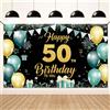 Koliphy Striscione Compleanno 50 Anni, 50 Anni Striscione di Compleanno Sfondo Decorazione, Uomini e Donne 50 Anni Compleanno Parete Giardino Decorazioni, 180 x 110cm (Oro Verde)