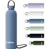 Exllena Borraccia Termica 750 ml con Maniglia e Moschettone - Bottiglia Termica 750ml Mantenere Calore/Freddo - Senza BPA - 100% A Tenuta Stagna per Escursioni, Campeggio, Viaggi...(Blu Balena)