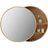 Armadietti a specchio Specchio Contenitore per Bagno Specchio in Legno Massello con Ripiano Specchio per Trucco Mobile Pensile A Parete Tondo, Sinistra E Destra Push-Pull (Color : Wood, Size : 60cm/23.6inches)