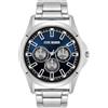 Steve Madden Orologio da braccialetto maschile, Argento/Blu navy