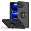 SEAHAI Cover per Motorola Moto G75 5G, Glassato Traslucido Dura PC Protettiva Custodia Silicone TPU Bumper Antiurto AntiGraffio Case con 360° Anello Supporto, Nero