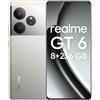 realme GT6 Smartphone, 5G Cellulare 8+256 GB, Snapdragon 8s Gen 3, Display ultra luminoso da 6000nit, 50MP+50MP+8MP Fotocamera, telefono, 5500 mAh Batteria, senza adattatore, Argento Fluido