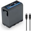 NEEWER NP-F970 10500mAh Batteria di Ricambio per Sony FX3/FX30/A7, per Canon R5, per Nikon Z8, 4,8H Ricarica Cavo PD 20W USB C a Ricarica Rapida, Batteria per Fotocamera Monitor Luce Video LED, Grigio