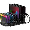 Unitek 60 W stazione di ricarica 10 porte, stazione di ricarica USB multi-dispositivo con separatori regolabili e SmartIC, compatibile con telefono, tablet e altro ancora