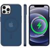 tigratigro Cover Magnetica per iPhone 12 Pro Max, Compatibile con MagSafe, Custodia Traslucida Opaca Posteriore Sottile Antiurto Protettiva Case, Protezione Antiurto di Grado Militare, Azzurro Navy