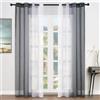 Topfinel Tende per Interni Voile Gradiente in Lino Tende Camera da Letto Moderna con Occhielli Tende Nero Semitrasparenti per Soggirono Tenda Trasparente Leggera per Finestra 140x260 CM-2 Pezzi