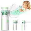 SANEWE Macchina Aerosol Portatile Silenzioso Adulti Bambini Aerosol Ultrasuoni con Boccaglio e 2 Maschere,Atomizzazione Efficiente Aerosol Meno Residui Per Uso Domestico E In Viaggio