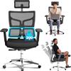 MELOKEA 200kg Portata Sedia da Ufficio Ergonomica per Persone Pesanti, Sedia XXL Grande per Obesi con Supporto Lombare Automatico, Braccioli 3D, Inclinazione 122°EN12520 (Nero)