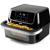 DOMO DO544FR - Friggitrice ad aria calda con finestra family edition, con divisorio, 10 l, 1800 W